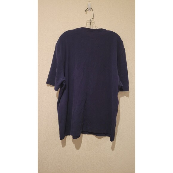 Thomas Dean Mens Navy Short Sleeve Waffle Knit Henley Shirt Cotton XXL - Picture 2 of 7